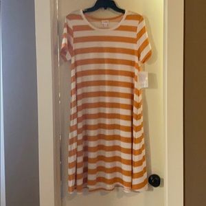 Mustard yellow striped LLR Jessie swing dress.